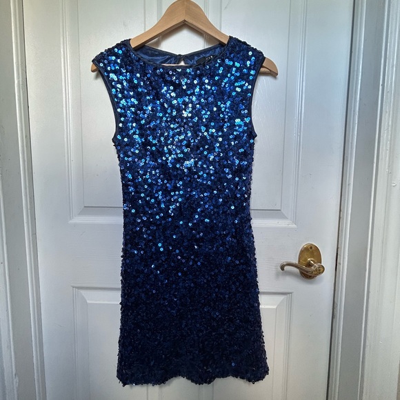 Blue sequin formal cocktail dress - Picture 2 of 2